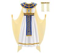 ReliBeauty Disfraz Egipcia Niña Cleopatra Niña con Tocado Dorado 5-6 años(110cm)