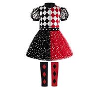 ReliBeauty Disfraz Harlequin Niña Disfraces Joker para Niñas Halloween Carnaval, 130