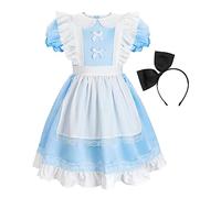 ReliBeauty Disfraz Maravillas Niña Princesa Vestido Esponjoso de Encaje Carnaval, Ropa Diaria, Delantal y Diadema,100