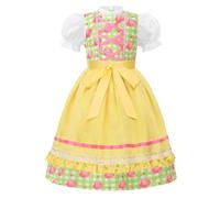 ReliBeauty Disfraz Oktoberfest niña 2-in-1 Baviera Dirndl Vestito, amarillo verde,140