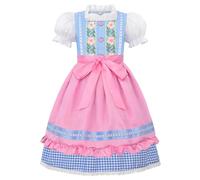 ReliBeauty Disfraz Oktoberfest niña 2-in-1 Baviera Dirndl Vestito, pink azul,120