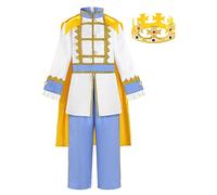 ReliBeauty Disfraz Principe Niño 3-12 años con Capa y Corona