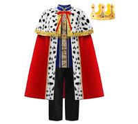 Relibeauty Disfraz Rey Mago Niño 3-12 años con Corona Navidad Rey Gaspar 4 piezas Disfraz Rey Medieval Niño Carnaval,120
