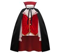 ReliBeauty Disfraz Vampiro Dracula Niño 3 a 12 años Halloween Niño Disfraces de Príncipe Noble, 8-9 años