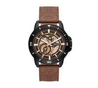 Relic by Fossil Brenton ZR12663 - Reloj automático de aleación de metal negro y correa de cuero marrón para hombre, Brenton Brown/Amber, Automático
