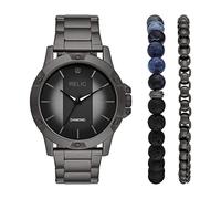Relic by Fossil Reloj de vestir Rylan de cuarzo de acero inoxidable con diamantes de diamantes, Juego de regalo de reloj y pulsera plomizos, Reloj de vestir