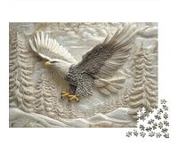 Relief Art Puzzle para Adultoos 1000 Piezas Recyclable Bald Eagle Puzzles Interesante Juego Familiar Props Fun Present for Bendiciones De Vacaciones Regalo 38x26cm/1000pcs