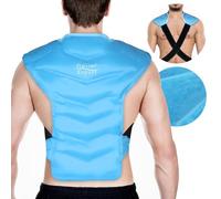 Relief Expert Bolsa de hielo grande para espalda y hombros, bolsa fría de gel reutilizable con tela de doble cara y correas ajustables, forro de felpa suave para terapia de frío en la parte superior