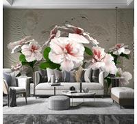 Relieve Bonito Rosa Flores Plantas 3D Papel Pintado Pared Fácil Instalación Oficina Sala Estar Sofá Dormitorio TV Fondos Decoración-300cm×210cm