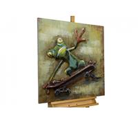 Relieve de pared metal 3D 'Skaterboy' | Escultura mural 80x80x5cm