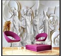 Relieve Tridimensional Rosas Figuras Arte 3D Papel Pintado Pared Fácil Instalación Oficina Sala Estar Sofá Dormitorio TV Fondos Decoración-250cm×170cm
