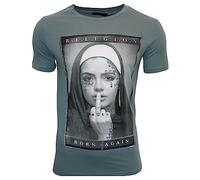 Religion Camiseta para hombre Born Again, Hierro Gris, XL
