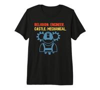 Religion Engineer Castle Mechanical Funny Engineering Camiseta Premium