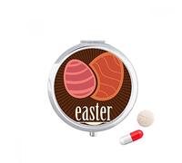 Religión festival pascua huevo rojo patron Travel bolsillo píldora caso medicina dispensador espejo regalo caja de almacenamiento