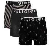 Religion - Paquete de 3 calzoncillos boxer de algodón para hombre - Ropa interior transpirable, suave y sin etiqueta, con cintura elástica - Tallas S a XXL, L
