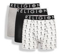 Religion - Paquete de 3 calzoncillos boxer de algodón para hombre - Ropa interior transpirable, suave y sin etiqueta, con cintura elástica - Tallas S a XXL, XL