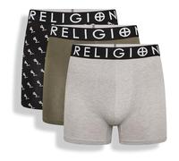 Religion Paquete de 3 calzoncillos tipo bóxer de algodón para hombre, suaves, sin etiquetas, transpirables, con cintura elástica, tallas S a XXL, Rgn08 / Surtido, M