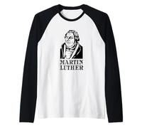 Religión Protestante Iglesia Confirmación Biblia Martin Luther Camiseta Manga Raglan