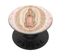 Religiosa Virgen María Guadalupe Fe Católica Flor Rosa PopSockets PopGrip Adhesivo