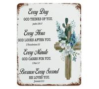 Religious Christian Bible Verse Metal Sign Inspirational Vintage Wall Decor for Office Home Sanctuary (8 X 12 in)