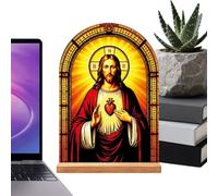 Religious Home Decor - Soporte acrílico de la Virgen María Jesús con base