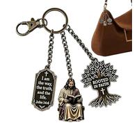Religious Keychain - Jesus Reading Bible | Christian Scripture Bag Charm