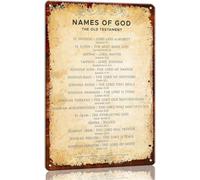 Religious Metal Tin Sign Names of God Christian Wall Decor Bible Verse Scripture Art Poster Floral Design for Living Room Office Inspirational Gift 8 X 12 inch