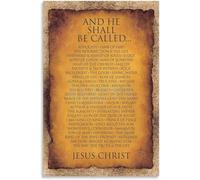 Religious Scripture Poster He Shall Be Called Canvas Wall Art Christian Decor for Living Room Bedroom(Framed,16x24inch(40x60cm))