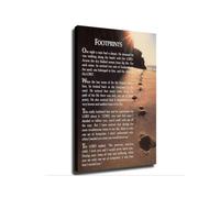 Religious Wall Art Footprints In The Sand Inspirational Poem Print Christian Decor When You Saw Only One Set Of Footprints It Was Then I Carried You Gift(Framed,16x24inch(40x60cm))