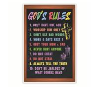 Religious Wall Art Ten Commandments, Christian Biblical Scripture Print for Home Decor, Church or Office(Framed,12x18inch(30x45cm))