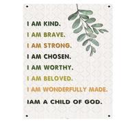 Religious Wall Decor I Am A Child of God Bible Quote on Vintage Tin Sign for Nursery Bedroom Sunday School 8 X 12 in