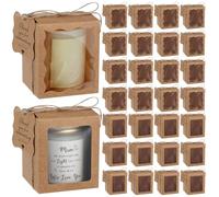 ReliThick Juego de 50 velas de regalo transparentes para velas de 4 a 10 onzas, 50 etiquetas de agradecimiento de papel para boda, cumpleaños, baby shower, fiesta, 8.51 x 8.51 x 10 cm (kraft, cuadrado