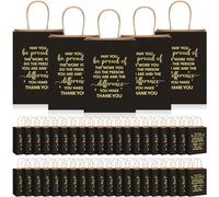 ReliThick - Paquete de 100 bolsas de papel de regalo de agradecimiento a granel con asas, 8.3 x 6 x 3.1 pulgadas, bolsas de regalo de agradecimiento para compañeros de trabajo (negro)