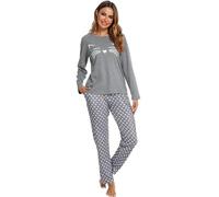 Reliwel Pijama Mujer Invierno Algodon Largo Conjunto de Pijama para Mujer Dos Piezas Cuello Redondo Comodo Impreso Pjs Otoño Ropa de Dormir Pantalones Largo Loungewear S-XXL