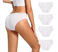 Reljoyinn Ropa interior desechable 100% algodón para mujer, cintura media, para viajes, hospitales, color blanco (paquete de 10), Blanco, Large
