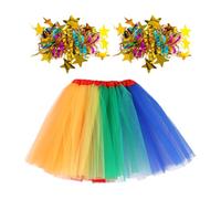 RELKLYU 1 Falda De Malla De Color Y 1 Par De Pulseras, Trajes De Rendimiento De Baile, Falda De Malla De Fiesta, Falda De Tul De Damas.