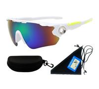 RELKLYU 1 Pieza De Ciclismo, 1 Pieza De Tarjeta Polarizada, 1 Pieza De Cordón, 1 Pieza De Tela Espejo Y 1 Pieza De Bolsa De Espejo, Equipo Deportivo Al Aire Libre, Gafas De Sol A Prueba De Viento.