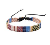 RELKLYU 1 pulsera bohemia tejida a mano, pulsera de la suerte, pulsera tibetana de la suerte, pulsera de surfista bohemia para hombres y mujeres, Länge: 18+7cm, PU + hilo de cera