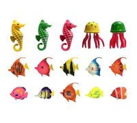 RELKLYU 10 Peces Pequeños, 3 Caballos De Mar Y 2 Pulpos, Modelos Animales Simulados, Suministros De Paisajismo De Acuario, Decoraciones De Peces.