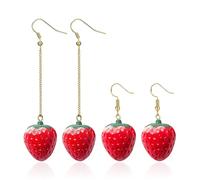 RELKLYU 2 Pares De Aretes De Fresa, Aretes Creativos De Estilo De Frutas, Pendientes Lindos, Aretes Divertidos, Accesorios De Ropa.