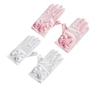 RELKLYU 2 Pares De Guantes Para Niños, Guantes De Satén, Lindos Guantes De Arco, Accesorios De Ropa, Guantes De Vestir.