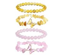 RELKLYU 2 Pares De Pulseras De Grava De Cuentas, Piezas De Mano De Mariposa De Chicas, Simples Y De Moda, Joyas En Capas, Pulseras Creativas De Amistad.