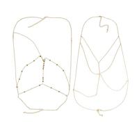 RELKLYU 2 Piezas De Cadena De Cofre De Metal, Joyas Simples Y Elees, Cadena De Decoración del Cuerpo, Accesorios De Ropa De Playa, Joyas para Mujeres.