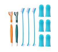 RELKLYU 2 Piezas De Cepillo De Dientes De Tres Cabezas, 3 Piezas De Cepillo De Dientes De Doble Cabeza Y 6 Piezas De Cepillo De Dedos, Suministros De Cuidado Dental De Mascotas.