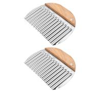 RELKLYU 2 Piezas De Cortador Ondulado De Acero Inoxidable, Cómodo Mango De Madera, Rebanadas Onduladas De Papa, Herramientas De Cocina Reutilizables Y Multifunción.