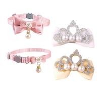 RELKLYU 2 Piezas De Cuello para Mascotas De Reverencia Y 2 Piezas De Horquilla De Mascotas, Cuello Lindo, Cuello Ajustable, Suministros De Aderezo para Mascotas.