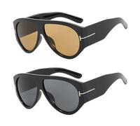 RELKLYU 2 Piezas De Gafas De Sol De Moda, Gafas De Sol Simples Y Retro, Gafas Modernas Y Personalizadas, Universales Para Hombres Y Mujeres, Decoración De Ropa Que Coincide Con