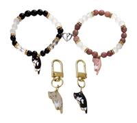 RELKLYU 2 Piezas De Pulseras De Cuentas Magnéticas, 2 Piezas De Adornos Coles De Gatos, Lindos Animales De Dibujos Animados, Pulseras De Amistad De Niñas, Accesorios De Mano De Pareja De Moda.