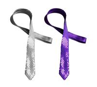 RELKLYU 2 Piezas La Corbata De Lentejuelas Masculina, La Corbata Brillante para Fiesta y Show