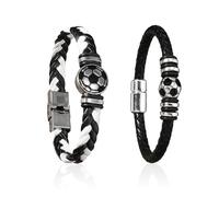 RELKLYU 2 Pulseras De Fútbol, Personalidad Creativa, Pulseras De Cuero, Joyas De Moda, Hombres Y Mujeres Universales, Piezas De Mano De Fanáticos del Fútbol.